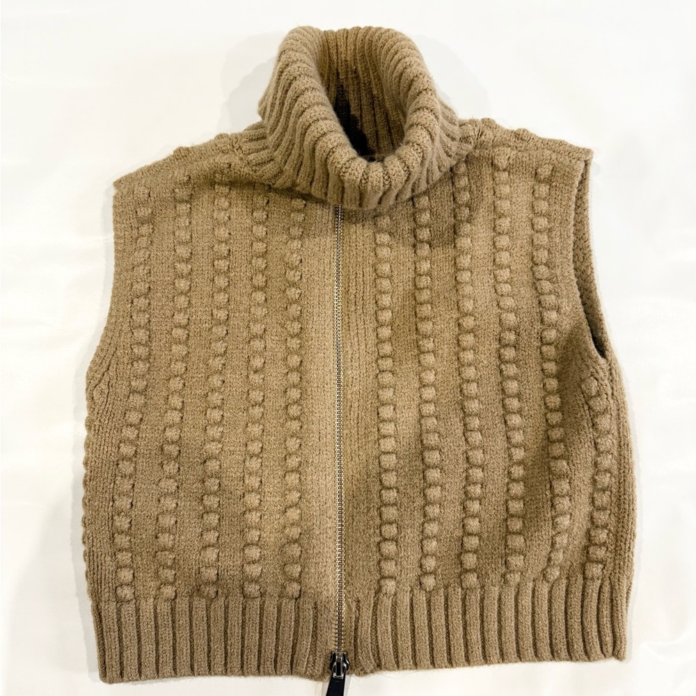 Zara Brown Cowl Neck Sweater with Ribbed Details